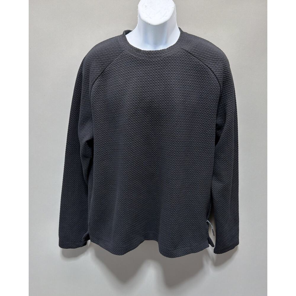 FLX Urban Commuter Waffle Knit Pullover Top Zip Pocket Black Size L
